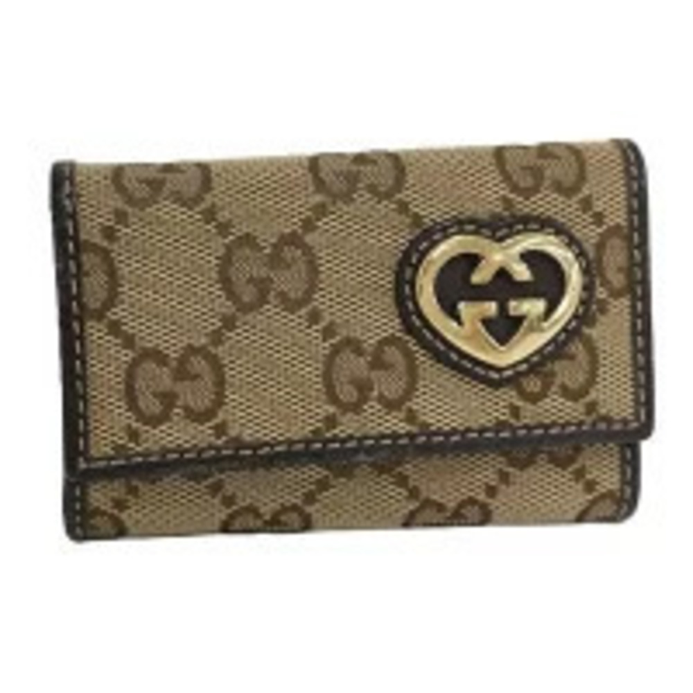 Gucci Key Case Wallet canvas Beige Cream